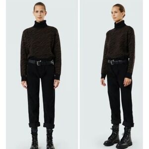 RtA Black Dexter Corduroy Belted Pants Women's Size Medium